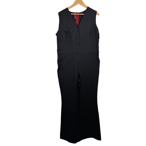 Spanx the perfect sleeveless Jumpsuit black flare slimming black sz XL - Picture 2 of 10